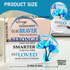 Motivational Gifts - Acrylic Hearts with Heartwarming Message - Inspirational Gifts for Women, Men Gifts - Home Office Desk Decor - Best Friends Gifts, Colleague Leaving Gifts, (Heart - Blue Flower)