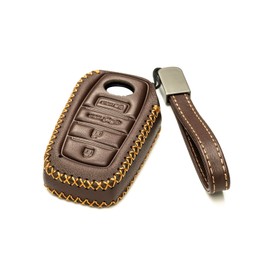 Vitodeco Genuine Leather Smart Key Fob Case Compatible with Toyota Tacoma, Toyota Tundra 2022-2025 (4-Button, Brown)