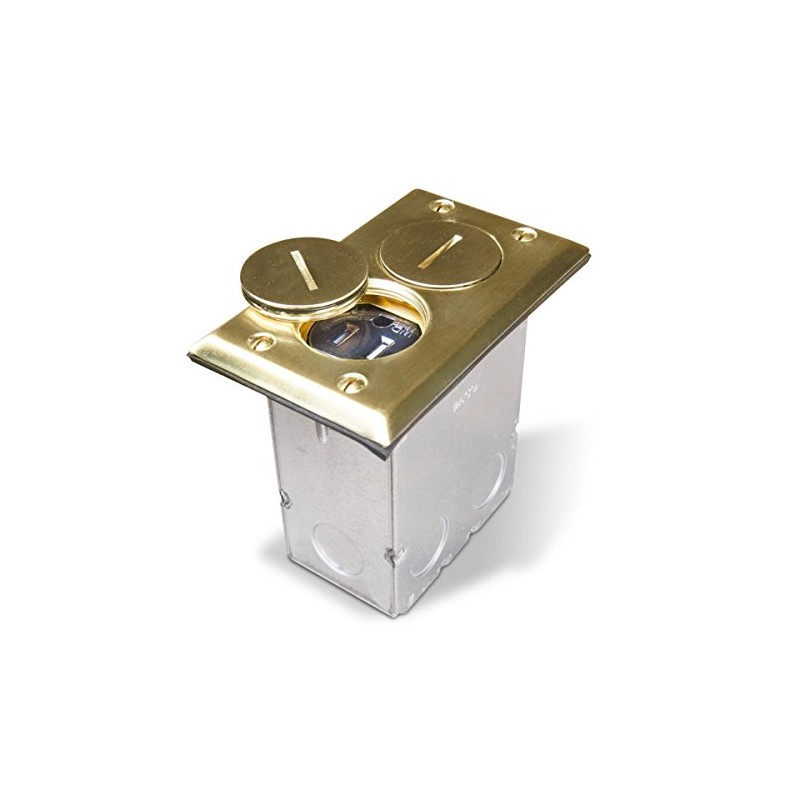 Hubbell 6500BR-5 15 Amp Rectangular Floor Box Kit, Metallic Cover