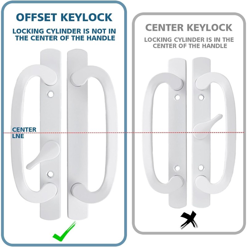 Keyed Sliding Patio Door Handleset, 45° Keyway, 3-15/16" H.C., Fits