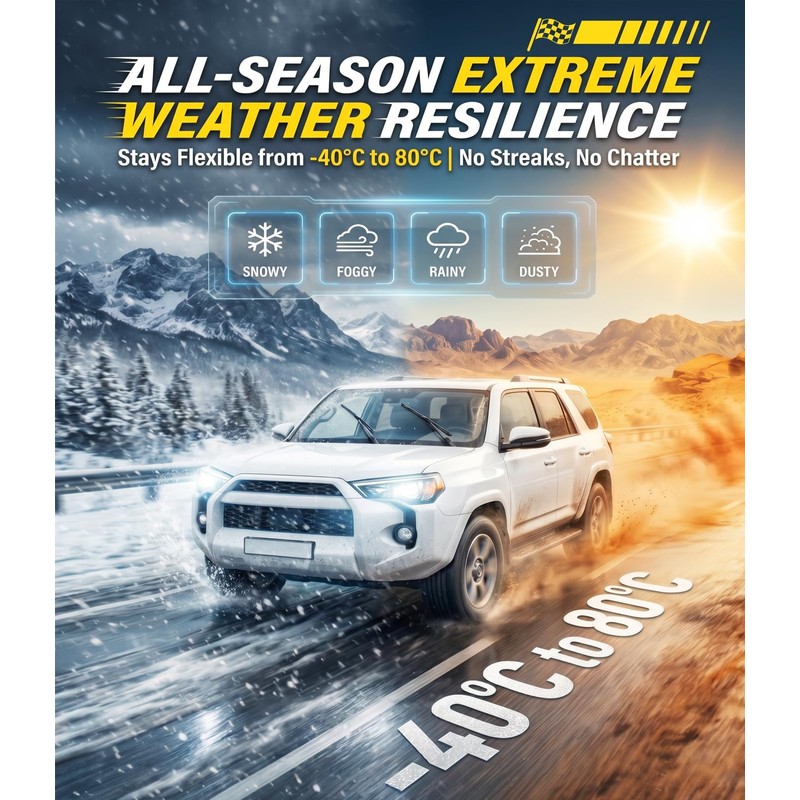 Pro Silicone Windshield Wiper Blade 28"+14" All-Season Performance