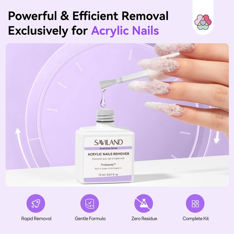 SAVILAND Acrylic Nail Remover Kit: 30 ml Acrylic Remover for