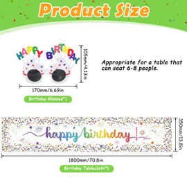 Table Runner Birthday 180 x 35 cm Table Runner Party Table Decoration Birthday Happy Birthday Table Runner Birthday Table Runner for Boys Girls Birthday Party Decoration