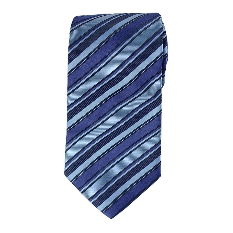 Extra Long Fashion Tie Microfibre Blue Stripe XL Men's Woven