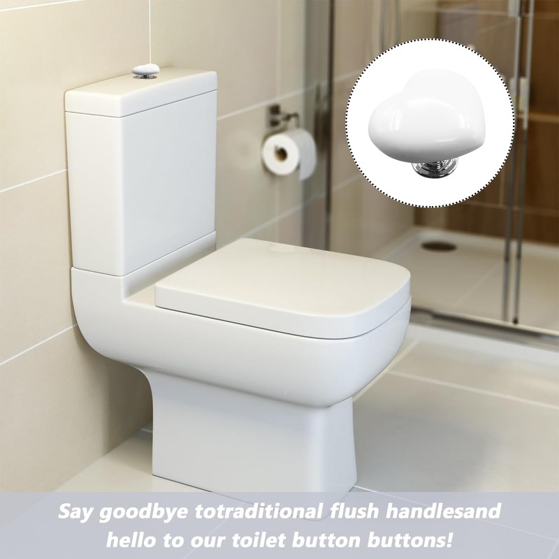 4PCS Toilet Flush Button White Toilet Heart Button Flush Heart
