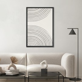 SIGNWIN Framed Canvas Print Wall Art Geometric Spiral Ring Landscape Abstract Shapes Illustrations Modern Art Decorative Bohemian Relax/Calm Nordic for Living Room, Bedroom, Office - 16"x24" Black