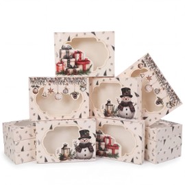 12 Pack Large Christmas Cookie Boxes, Warm
