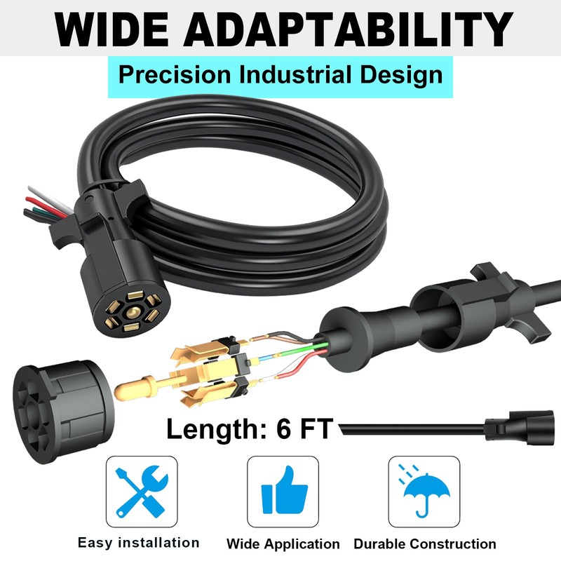 CXTM 7 Way Trailer Cord 7 Way Trailer Plug Inline
