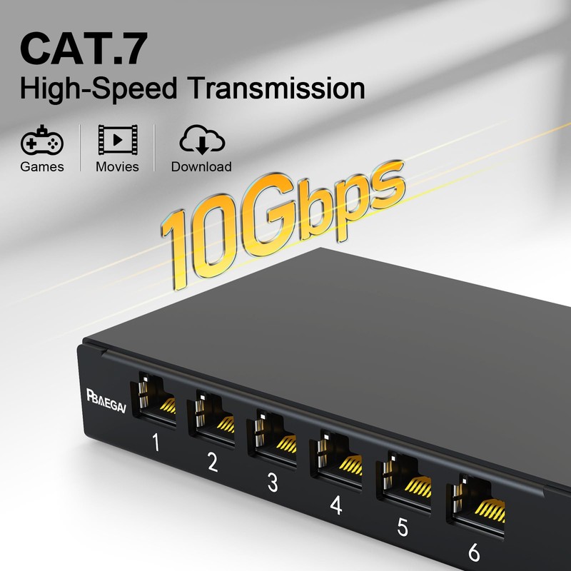 PBAEGAV Patch Panel 6 Port 0.5U with Inline Cat7 Keystone