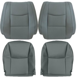NLQR Driver and Passenger Bottom & Top Back Replacement Seat Covers Microfiber Leather Gray Compatible with Lexus GX470 2003 2004 2005 2006 2007 2008 2009