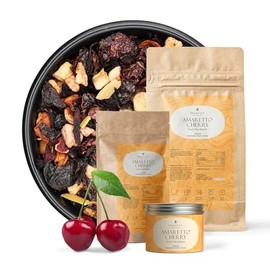 Prime Tea Amaretto/Cherry - Exquisite Fruit Tisane, Premium Organic Loose Leaf, Delicious Herbal Tea Mix, Natural & Vegan, Caffeine-Free, Perfect for Hot & Iced Tea Enjoyment - 8 Ounce