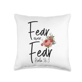 Christian Bible Verse Quote Rose Flower Psalm 56:3 Throw Pillow