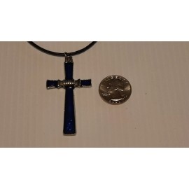 Unbranded BLUE CROSS Pewter Pendant Charm / 26" Adjustable Necklace U.S.A.
