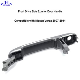 Lcyolada - Manija de puerta exterior delantera izquierda con ojo de cerradura para Nissan Versa, Nissan Tiida 2007-2011, reemplaza a 82641EL12A N1310130, plateado