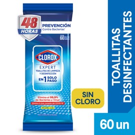 Clorox Toallitas Desinfectantes Expert Aroma Fresco Sin Cloro 60 Unidades