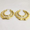 1 Pairs Large Bamboo Hoop Earrings for Women Gold Round