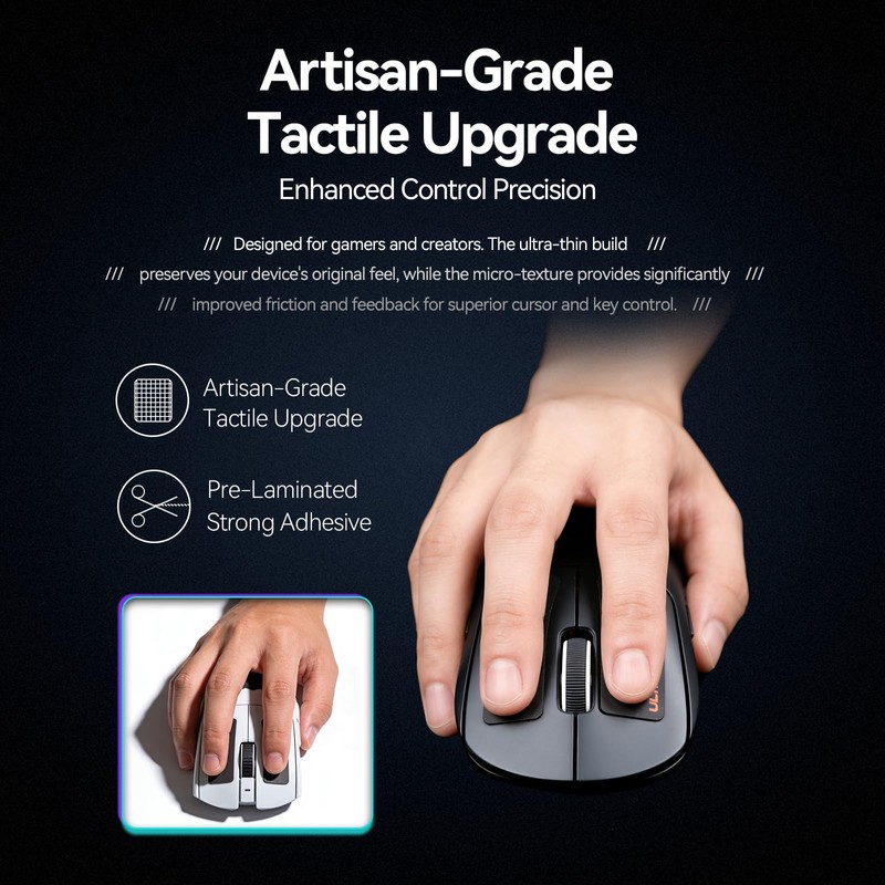 ULTRAEQUIP 2-Pack Universal Mouse Grip Tape, Ultra-Thin 0.5mm, Pre-Cut Self-Adhesive