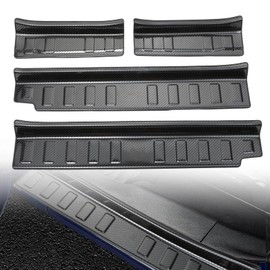 ACLONG Door Sill Guards Fit for Jeep Wrangler JL JLU 2018-2025 & Gladiator JT 2020-2025 4-Door, Carbon Fiber Style 304 Stainless Steel Door Entry Guard Protector Accessories Non-Slip Design