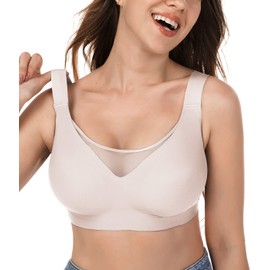 Brabalas Wireless Bras for Women, Extremely Comfortable Seamless Mesh Bralettes Adjustable Padded Everyday Bra