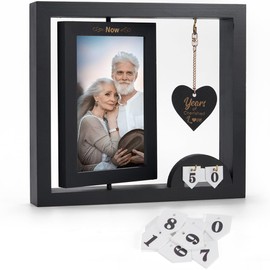VoziSpace Then & Now Anniversary Picture Frame 1~99 Anniversary Wedding Engagement Photo Frame - Happy Anniversary Wedding Gifts For Wife - Wooden Bridal Shower Wedding Ideal Gifts for Couple