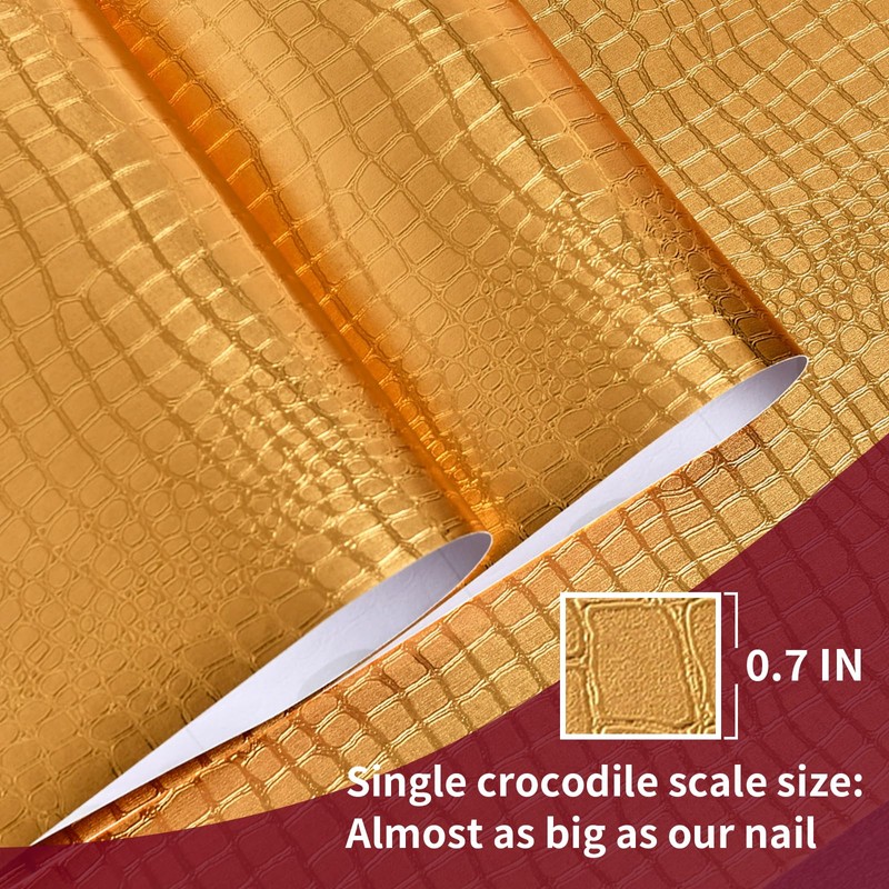 Cismmy Peel and Stick Wallpaper Gold Crocodile Wallpaper 15.7" X