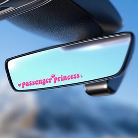 Hirificing Passenger Princess Sticker Cute Girl Car Decor Queen Letters, Funny Vinyl Window Rearview Mirror Decal Letters Initials Stickers for Girls Women Men (Pink)