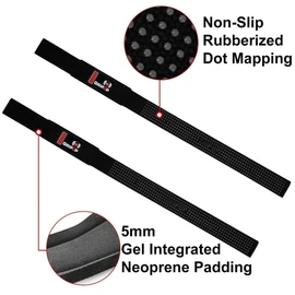 GripUp Bar Lifting Straps For Weight Lifting Gel Grips Heavy Duty Gym Strap Cotton Wrist Support Neoprene Padded Anti Slip Dumbbell Bar Wraps For Bodybuilding Deadlifts Barbells Workout Men Women Blck