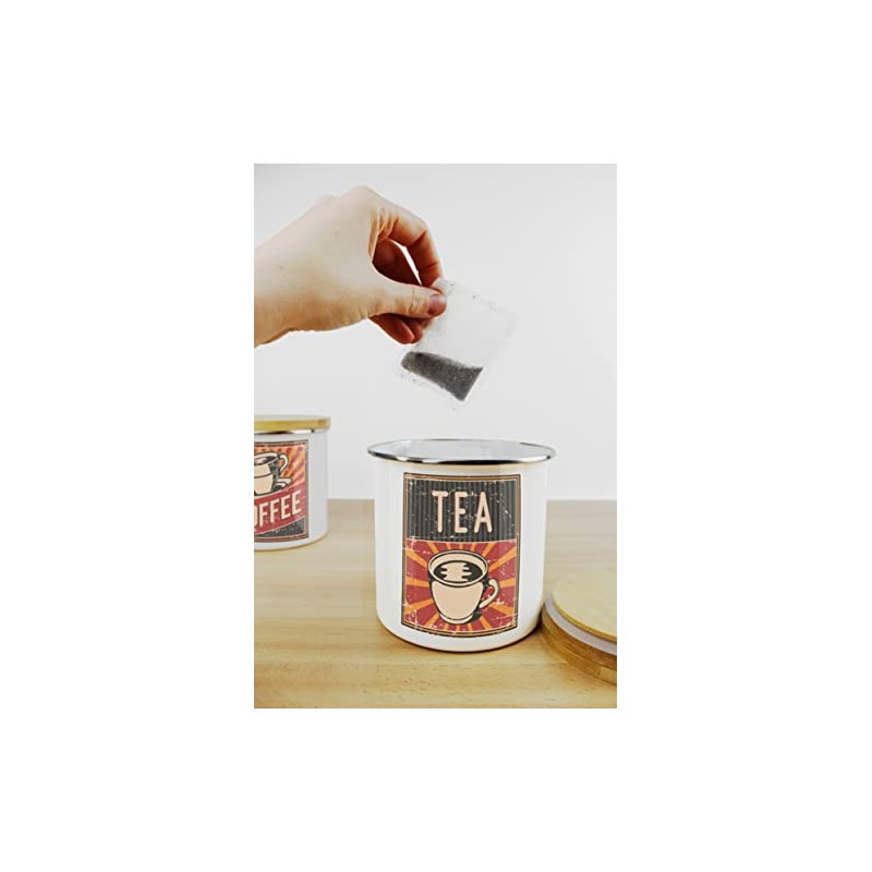 Purely Home Retro 1950s Style Tea Canister - White Metal