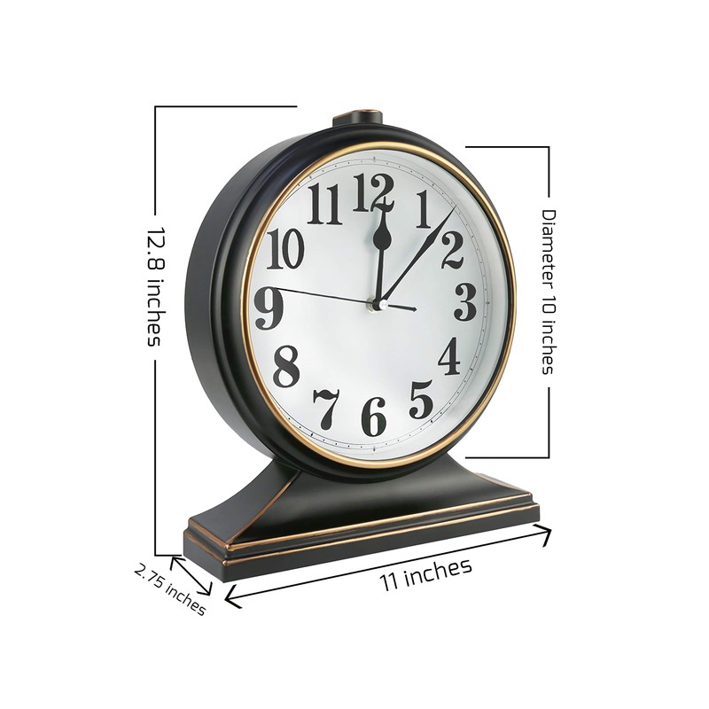 Beesealy Silent Desk Clock - European Style Retro Clock with