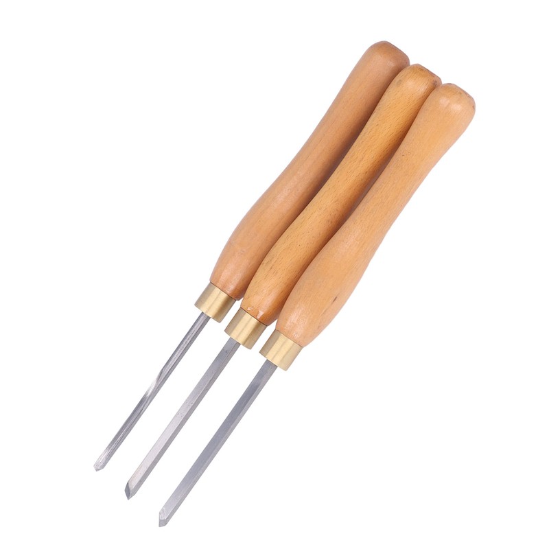 3Pcs Wood Lathe Turning Tool Chisel Beech Handle Steel Insert