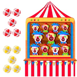 TEASIK Carnival Birthday Party Decorations - Velcro Dart Board with 10 Sticky Balls,Felt Cloth Circus Theme Party Decorations, 19.1x13.4 Inches Fun Outdoor & Indoor Family Game for Birthday