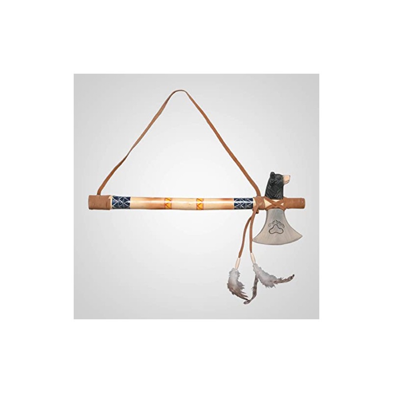 Lipco Wood and Feather Bear Tomahawk Wall Hanging, Home Decoration