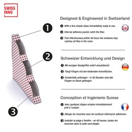 SWISSINNO Window Fly Trap in a decorative design - Hygienic, Non-toxic and Clean. Environmental Friendliy. Children and Pet Safe. Made in EU. 4 x Traps