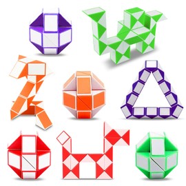 Steemjoey 8 Pack 24 Blocks Magic Snake Cube, Party Bag Fillers for Kids, 3D Puzzles Games Fidget Snake Toy Birthday Party Favors Christmas Stocking Fillers for Toddlers Kids Boys Girls (Color Random)