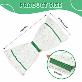 6 Pack Commercial Heavy Duty Mop Heads Heavy Cotton Looped End String Mop Head for Home Industrial Commercial Floor Cleaning Mop Head Replacement(White, Green)