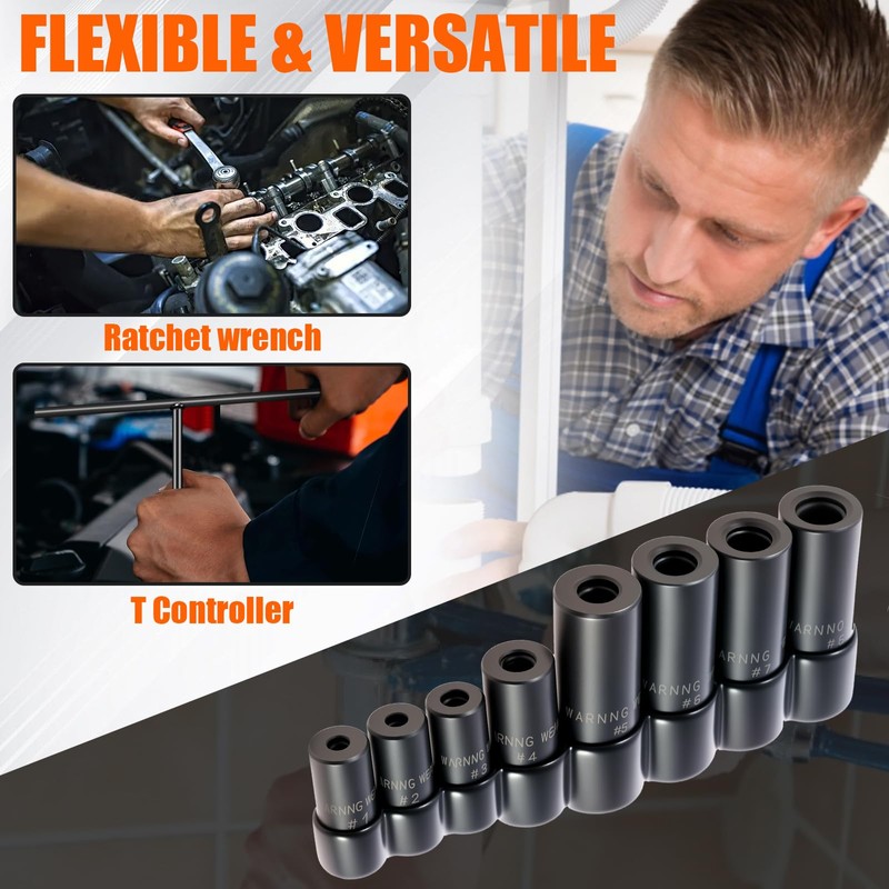 8Pcs Tap Socket Set,1/4 Inch and 3/8 Inch Drive Tap