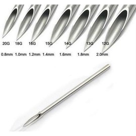 Piercingnadeln für Körper/Nase/Bauchnabel/Brustwarze, in Einzelverpackungen, 5 Stück 12 g silber