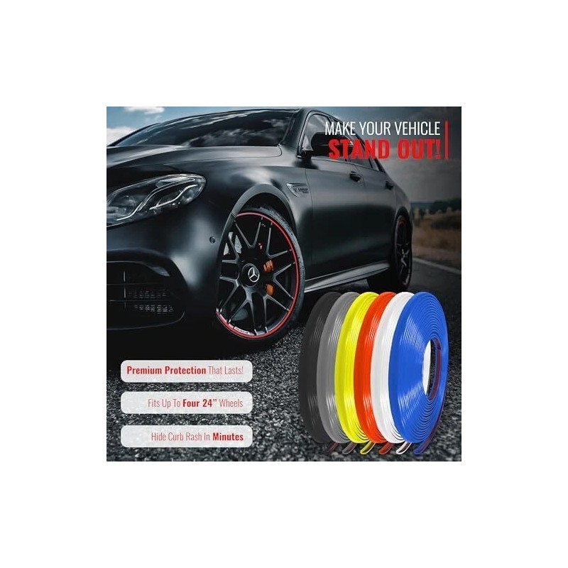 RIMiQ PROTECTiQ Universal Rim Protector Red 1/4" Trim Fits Up