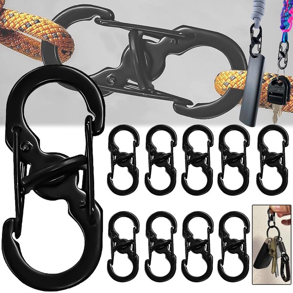 Begpoee Pack of 10 S-Shaped Carabiner Made of Stainless Steel,