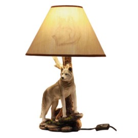 Ebros Gift "Denizen of Twilight" Single Gray Standing Wolf Lamp with Wolf Shade