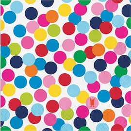 Beistle Club Pack French Bull Birthday Dots Design Luncheon Size Printed Paper Napkins, Box of 240 Printed Napkins