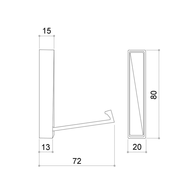 Set of 2 bari folding hooks, 80 x 20 x