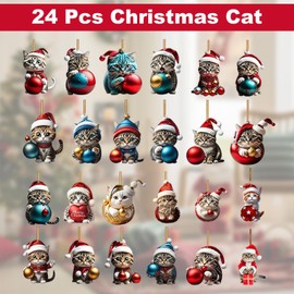 Christmas Advent Calendar 2024, Collectible Funny Christmas Cat Blind Box 24 Days Christmas Countdown Calendars for Boys Girls