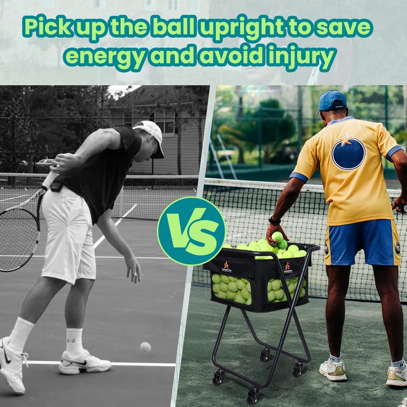 TurboStride Tennis & Pickleball Cart - 140 Ball Capacity Hopper