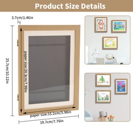 2 Pack Artwork Picture Frame with Elastic Cord, Convenient Magnetic Opening & Closing, Art Projects Artwork Display Frame, Horizontally Vertically Wall Hanging Art Frames for Home Office (Yellow)