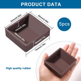 VooGenzek 5 Pieces 5.9 x 6.4 cm Rubber Furniture Castors Pad, Non-Slip Pads for Furniture Castors, Non-Slip Feet Protector Pad, Suitable for Floors, Furniture Wheels, Brown
