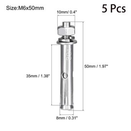 4 Pcs M10 x 80mm 304 Stainless Steel Expansion Bolt External Hex Expansion Screw Bolt Sleeve Anchor，Pool Safety Cover Expansion Bolts，for Concrete