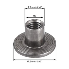 sourcing map 30pcs M6 x 17.5 x 1.4 mm T Nut Carbon Steel Mounting Material Mounting Fastener Through Hole Flange Insert Female Thread
