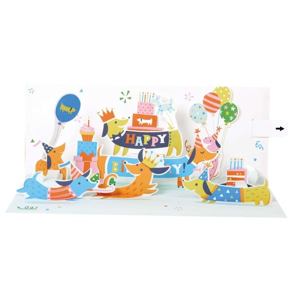 Up With Paper Pop-Up Panoramics Sound Birthday Greeting Card - Dachshunds, multi colored (Model: 0048641325519)