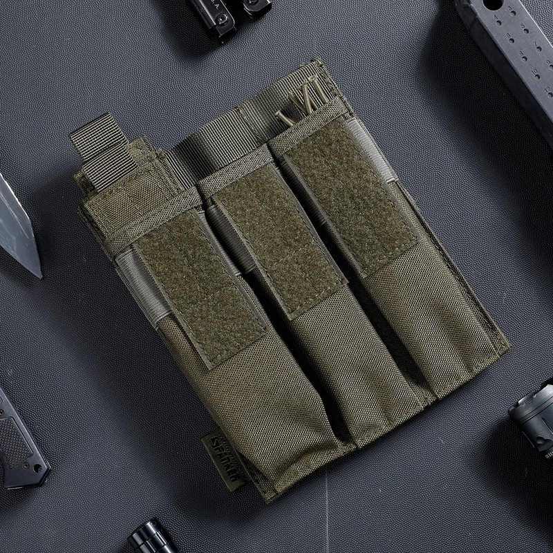 EXCELLENT ELITE SPANKER Tactical Open Top MP7 Kriss Single/Double/Triple Magazintasche(Triple-Olivgrün)